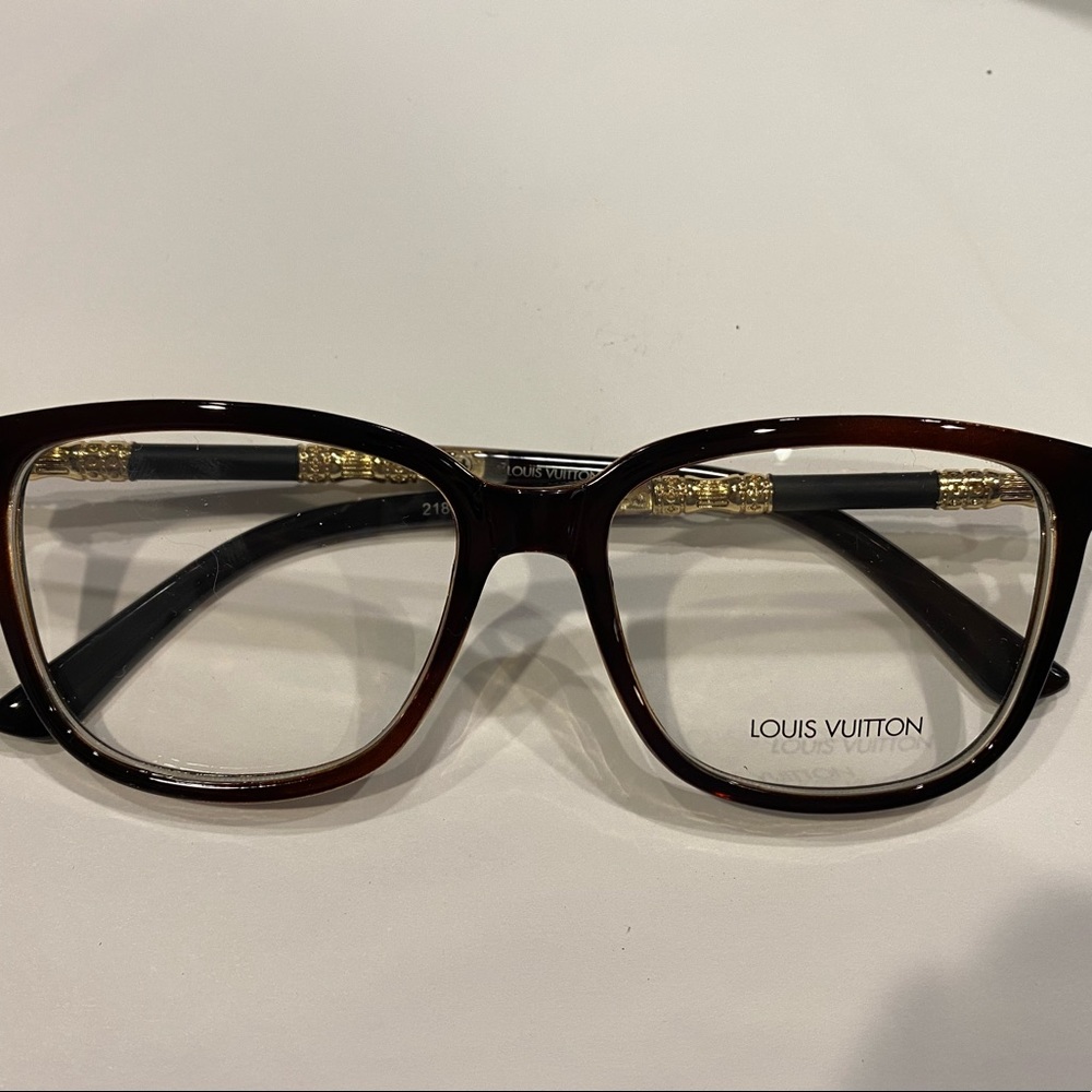 2184 Brown/Gold 49-15-140 Eyeglass Frame/ Eyeglass Pouch, cleaning Cloth & Box